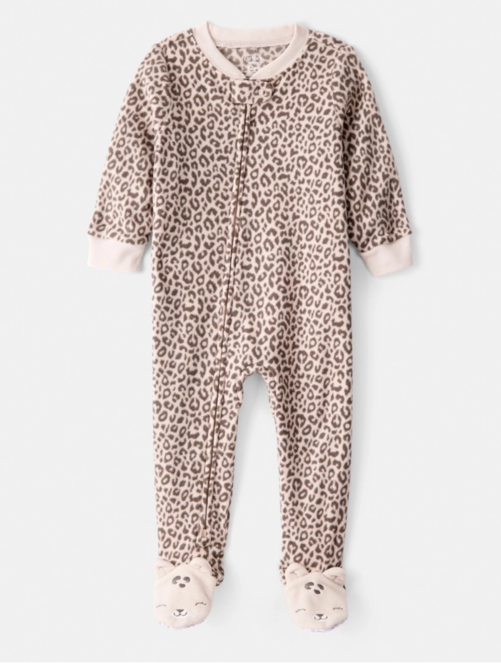 Carter's Leopard Print Zip footed pajamas size 4T